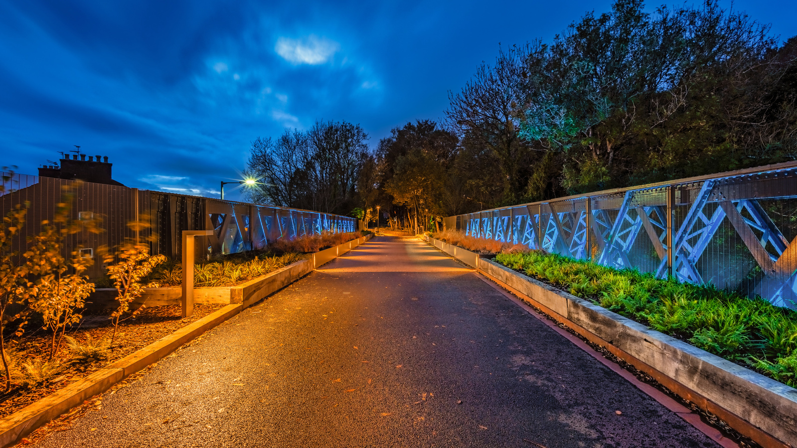 Exterior Bridge Lighting at night for SSUK Scotland Architecture in Glasgow - Photography by Nate Cleary