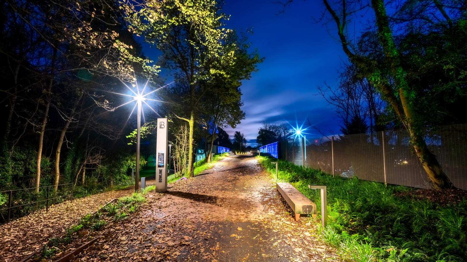 Exterior Bridge Lighting at night for SSUK Scotland Architecture in Glasgow - Photography by Nate Cleary