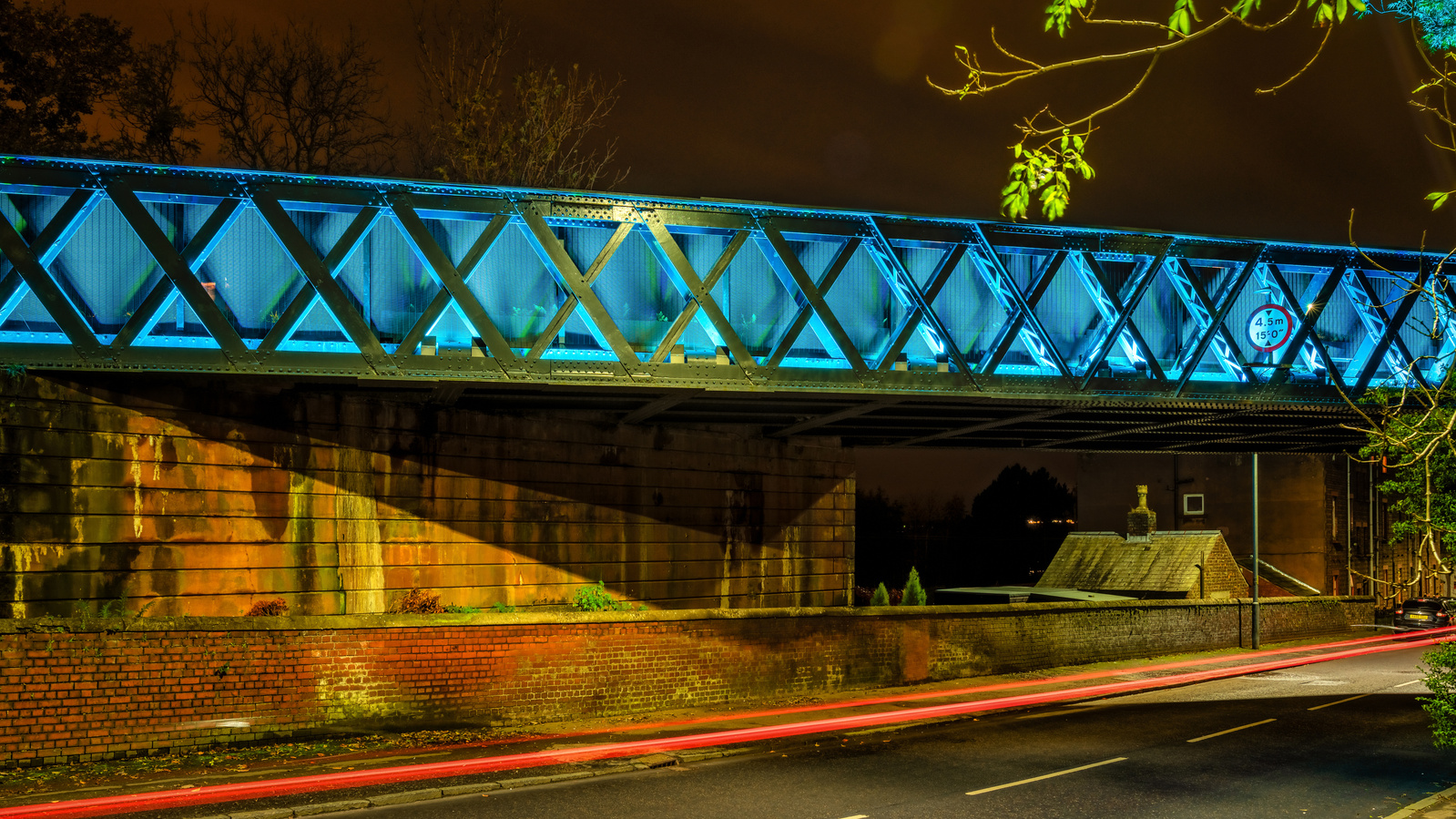 Exterior Bridge Lighting at night for SSUK Scotland Architecture in Glasgow - Photography by Nate Cleary