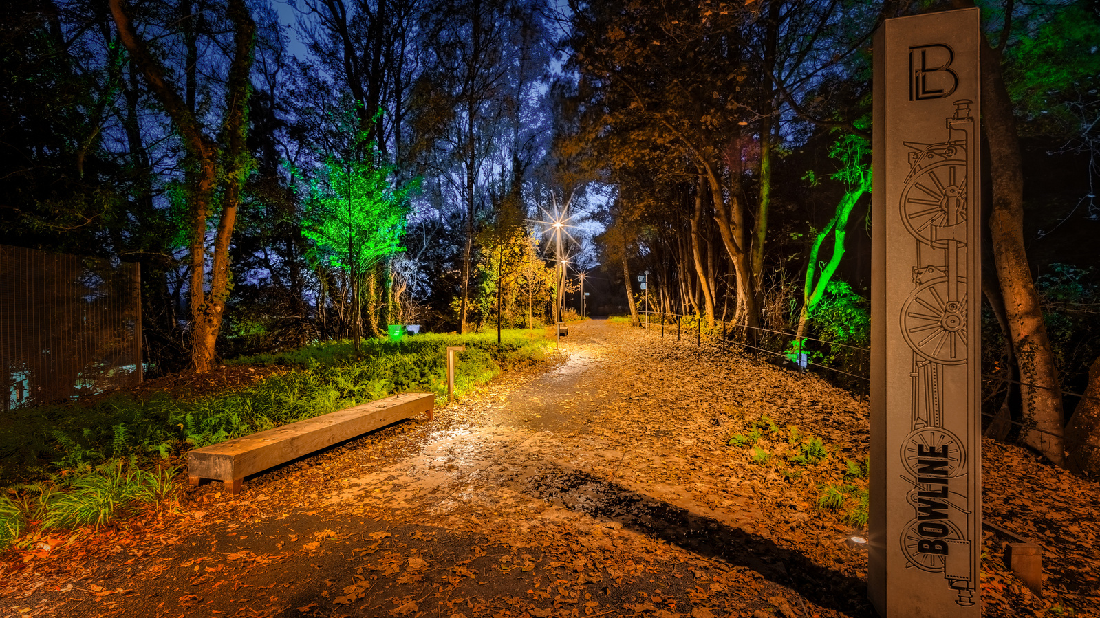 Exterior Bridge Lighting at night for SSUK Scotland Architecture in Glasgow - Photography by Nate Cleary