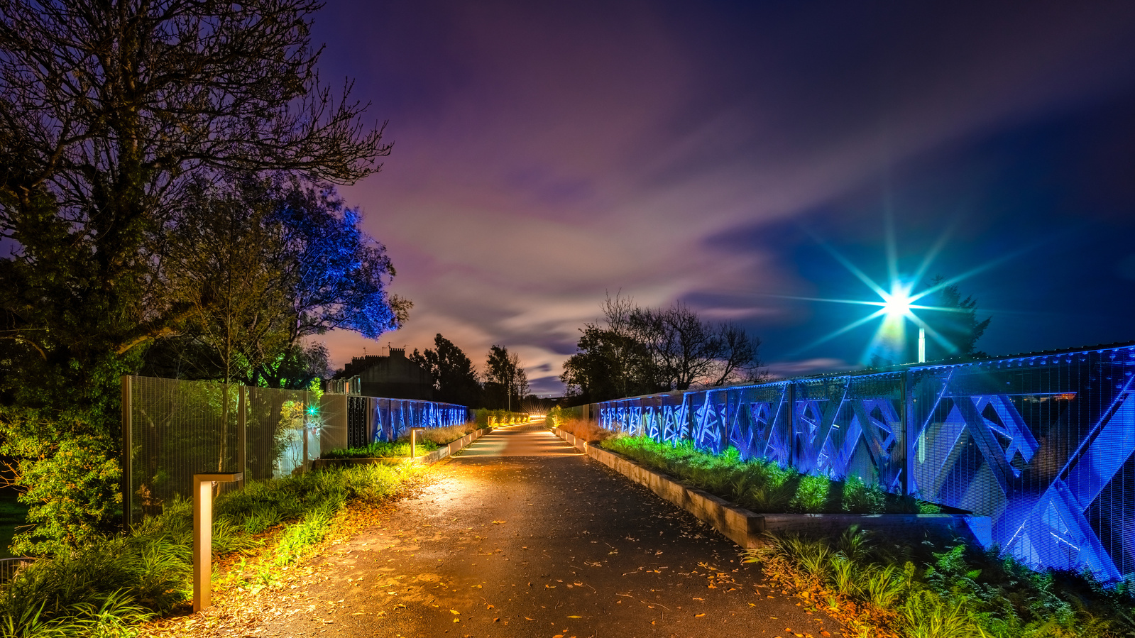Exterior Bridge Lighting at night for SSUK Scotland Architecture in Glasgow - Photography by Nate Cleary
