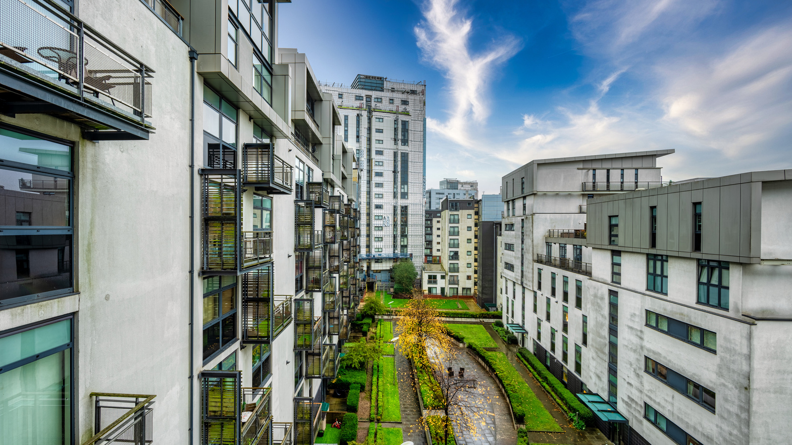 Outdoor patio view for Scotland Interior Property in Glasgow - Photography by Nate Cleary