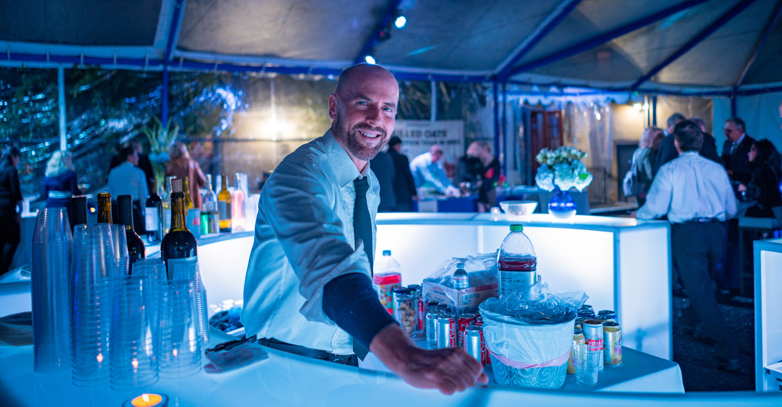 Bartender at diplomatic event in Scotland- Photography by Nate Cleary