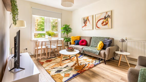 Wide-angle living room view for Scotland Interior HDR Property - Photography by Nate Cleary