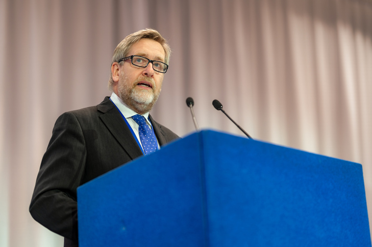 Speaker presents at Scotland Care Conference event in Glasgow at Hilton - Photography by Nate Cleary