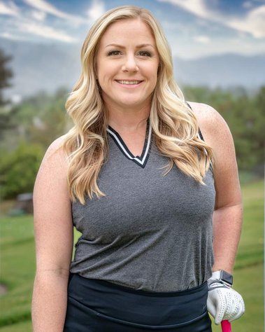 Professional Golf Instructor client posing for corporate headshot at golf course from PGA Golf Academy - Photography by Nate Cleary