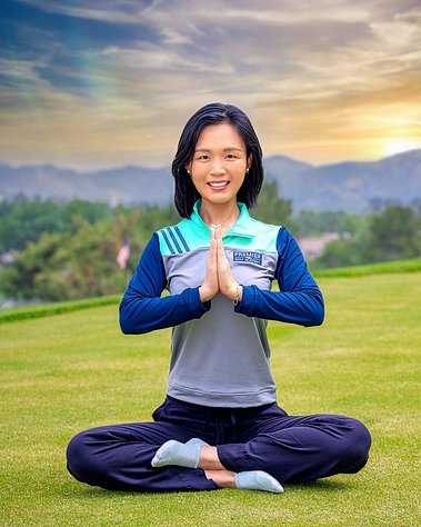 Professional Golf Instructor client posing for corporate headshot at golf course from PGA Golf Academy - Photography by Nate Cleary
