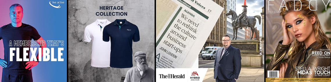 Commercial Billboard Campaign photography for Live Active, The Herald newspaper, Hybrid Anchor, Faddy International Fashion magazine, Lomond Golf Co Clothing Line in Glasgow - Photography by Nate Cleary