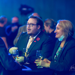 Guests enjoy drinks at Glasgow Chamber of Commerce COP-26 event in Scotland- Photography by Nate Cleary