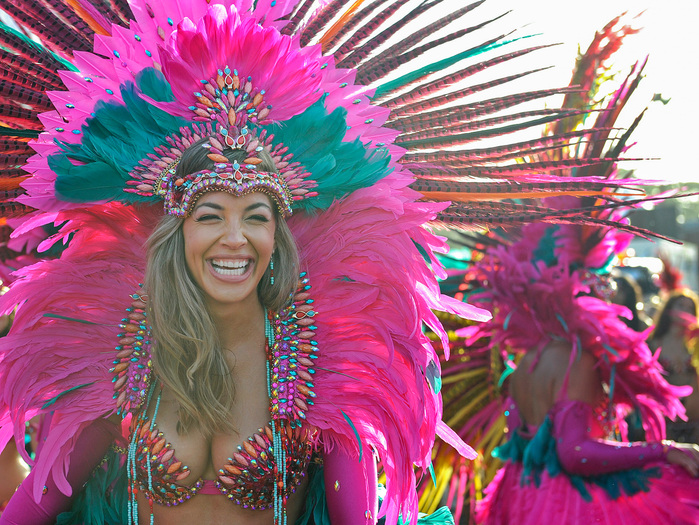 (Port of Spain, Trinidad) 03/04/14 Section leaders lead their carnival bands and partake in Trinidad's Carnival as they celebrate through the streets of Port of Spain on Tuesday, March 4, 2014. Photo by Amanda Sabga.