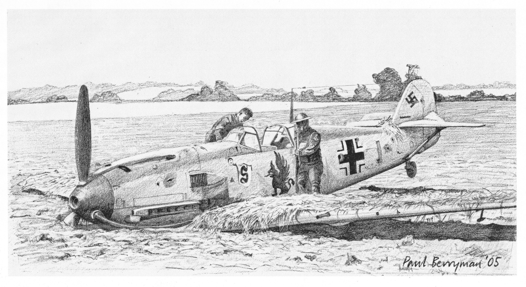 Crashed Me109 drawing from 2005