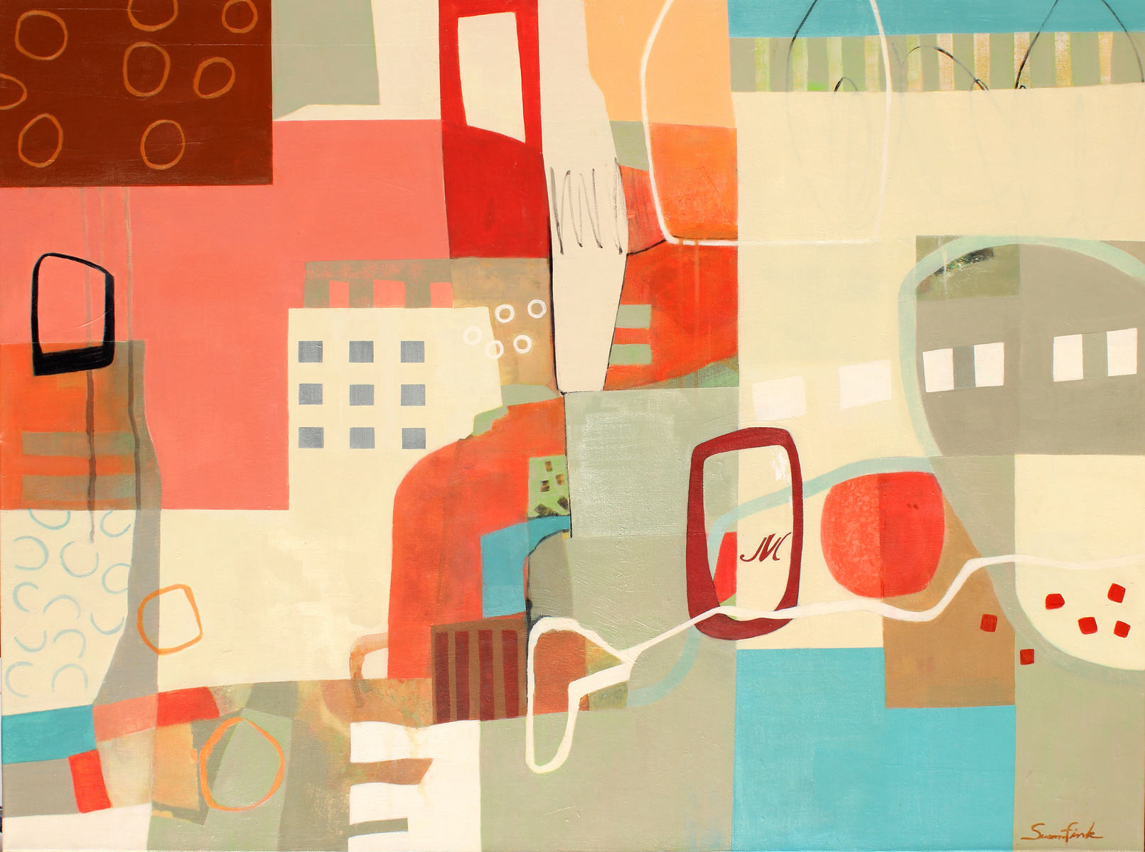 Circle Six, acrylic and mixed media on canvas, 30" x 40" x1-1/2"
