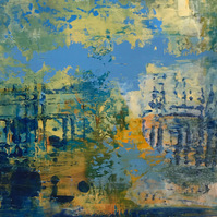 This is another fairly new one, cried from a larger work that didn't make sense to me. Its in my studio unframed. I've called it 'Dreams of Venice' as that's what I'm reminded of when looking at it.