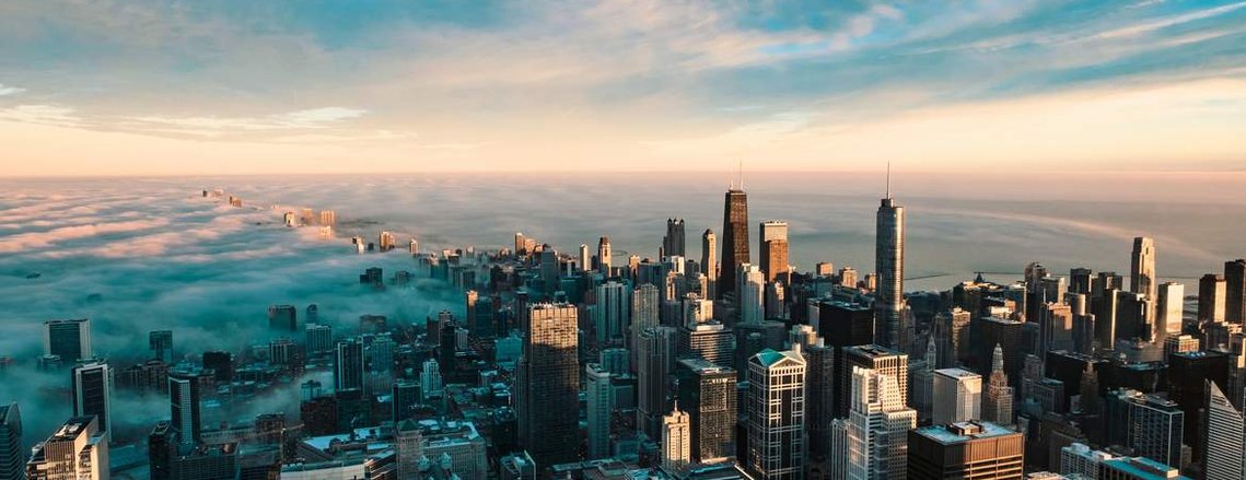 Chicago Skyline covered in fog