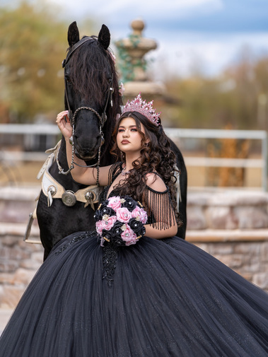 quinceañera black horse photoshoot