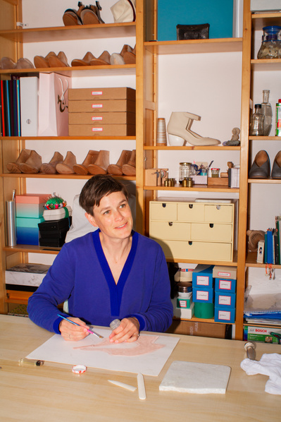 Artisan shoemaker Annelieke van Halen in her studio in Delft