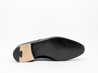 Bespoke Italian derby. Colour classic black. Leather soles, dovetail toplift. Handmade in the Netherlands by Annelieke van Halen. Handcrafted shoes