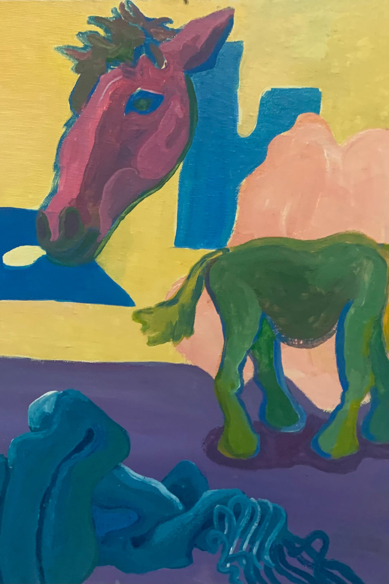 K is for Horses, Acrylic on Canvas, 2023