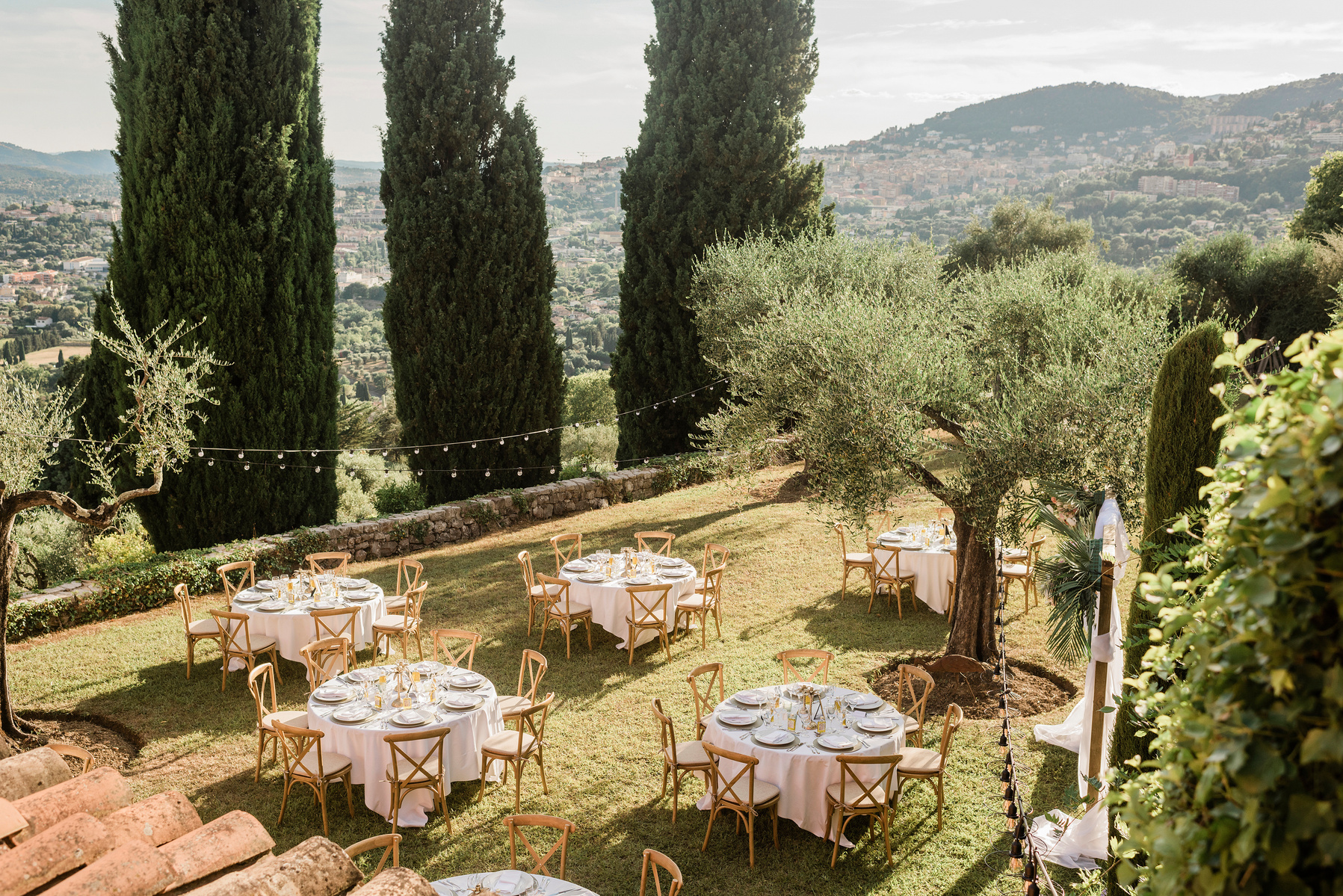 Bride and Groom at Mas Peyloubet wedding venue in Grasse, South of France. Wedding venue in the Provence with stunning views of the Cote d'Azur. French Riviera wedding photographer. 