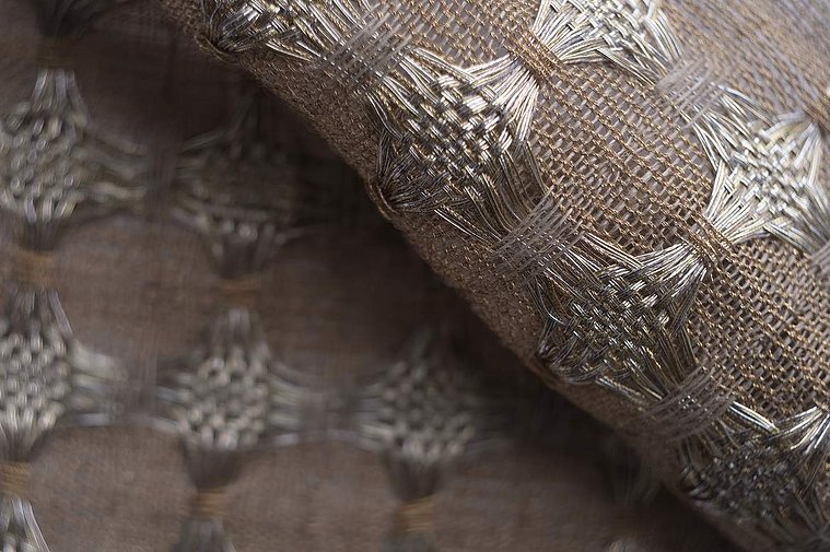 Linen and metal sheer cloth designed by Anne Corbiere