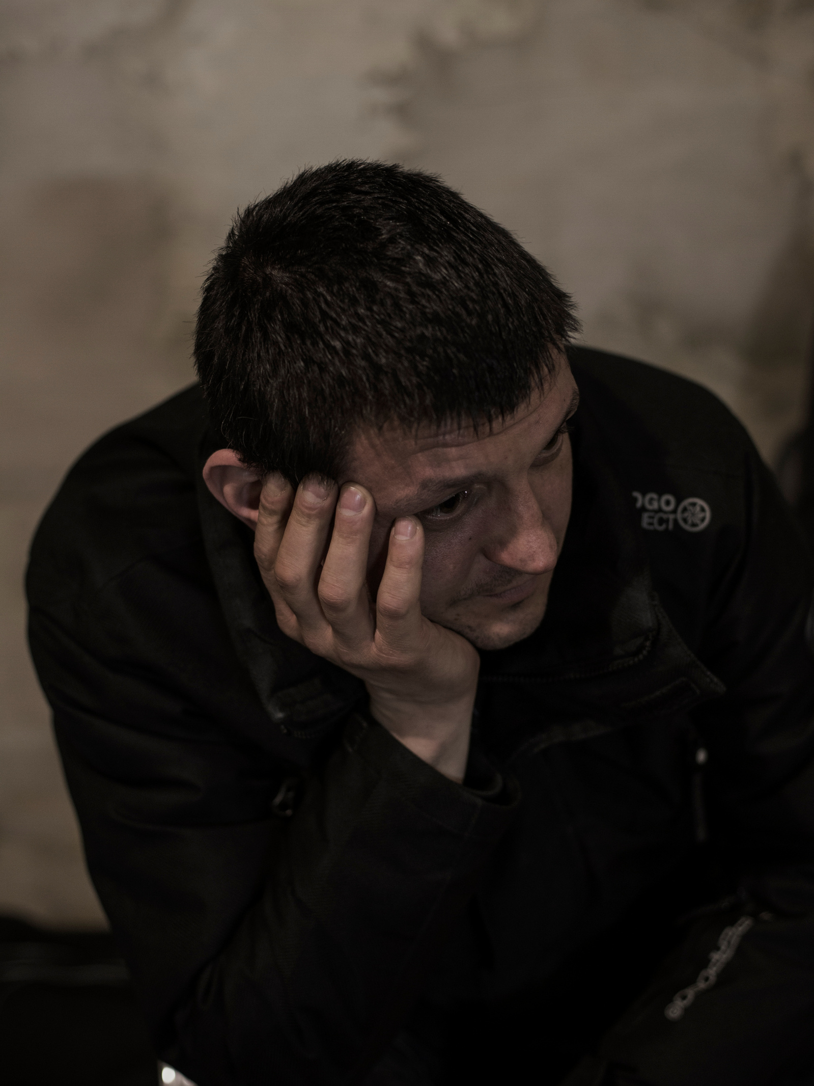 Artists meet and perform in a building basement. Kharkiv under shelling by Russian army, Ukraine. 27 March 2022.