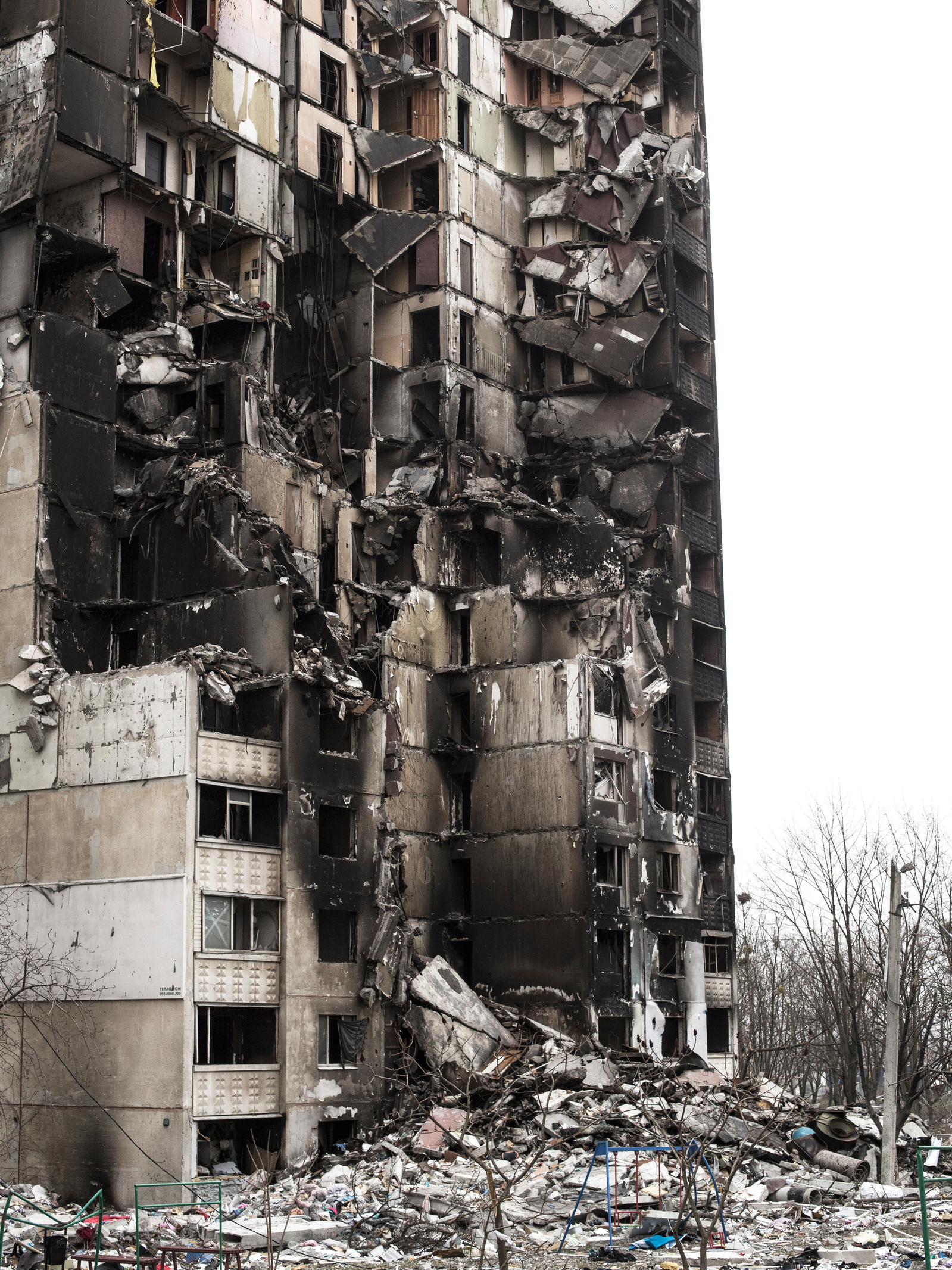 Front line district of Saltivka, a northeastern suburb of Kharkiv, damaged by periodic shelling from Russia army. Kharkiv under shelling by Russian army, Ukraine. 31 March 2022.
