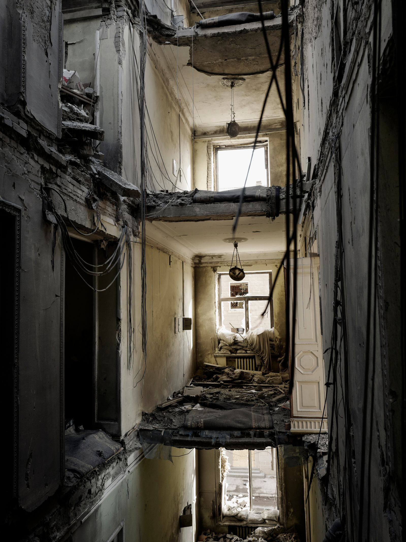 kharkiv regional council building after it was strike by Russian missiles in Freedom Square on March 1st. Kharkiv under shelling by Russian army, Ukraine. 24 March 2022.