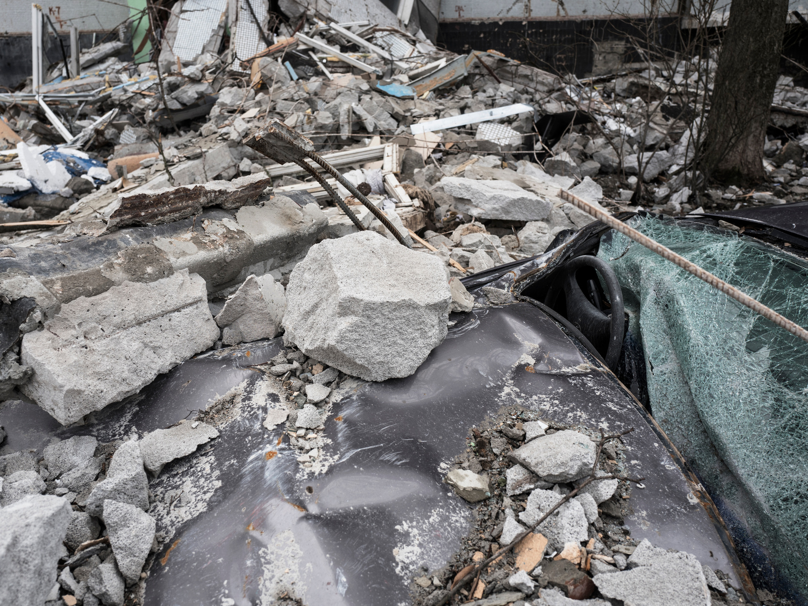 Front line district of Saltivka, a northeastern suburb of Kharkiv, damaged by periodic shelling from Russia army. Kharkiv under shelling by Russian army, Ukraine. 28 March 2022.