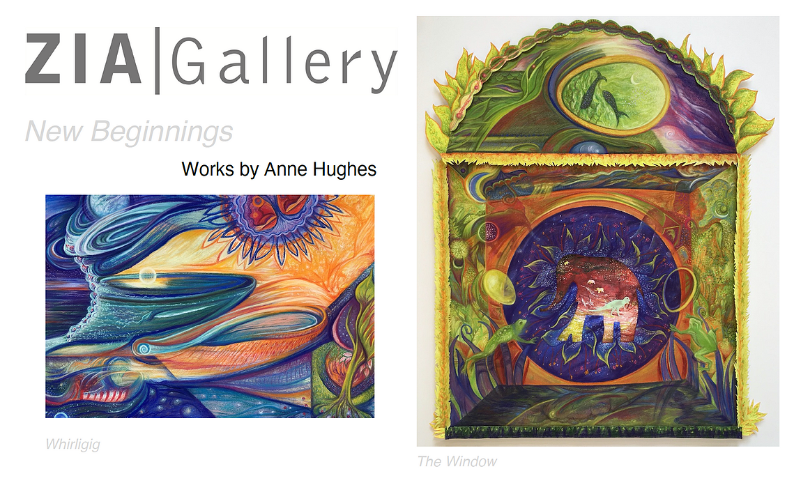 Two artworks on a postcard of an exhibition.