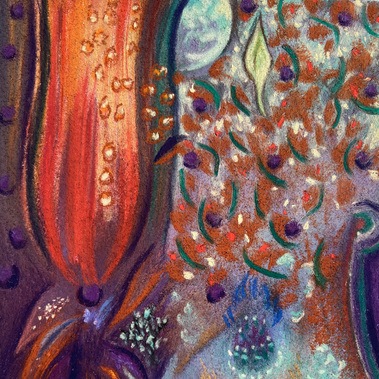 Colorful imagery with nature, moon in art and artwork