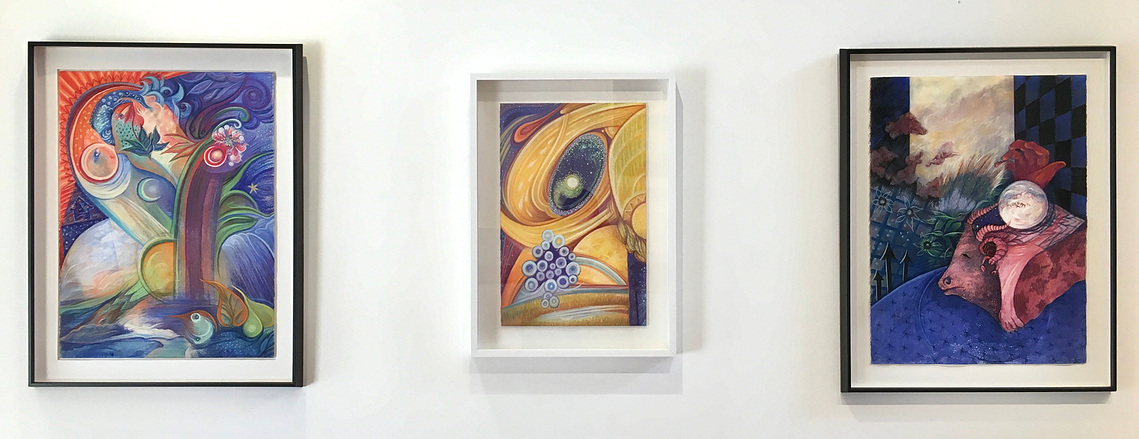 Three artworks on exhibit at Anne Hughes' exhibition 