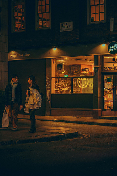 Soho at night, featuring bar bruno