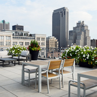 Hospitality Photography of the rooftop view from the St. Louis Loft District