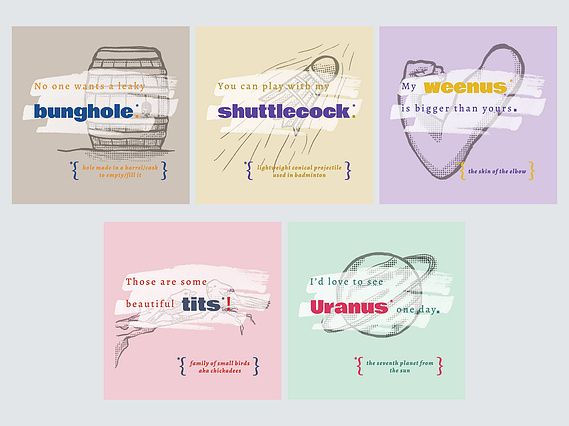 A set of illustrated coasters.