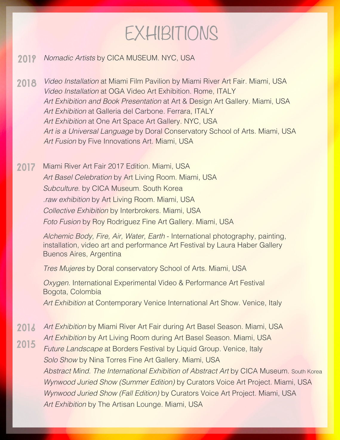 Worldwide Fine Art and New Media Art Exhibitions by Creative Director and Fine Artist Genesis Gonzalez 