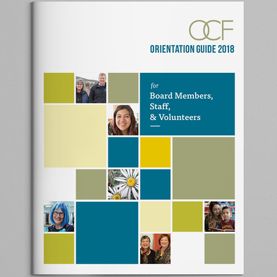 Cover design for Oregon Community Foundation's orientation guide.