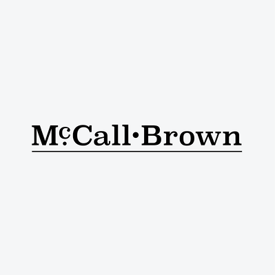 Black and white logo design that says "McCall Brown."