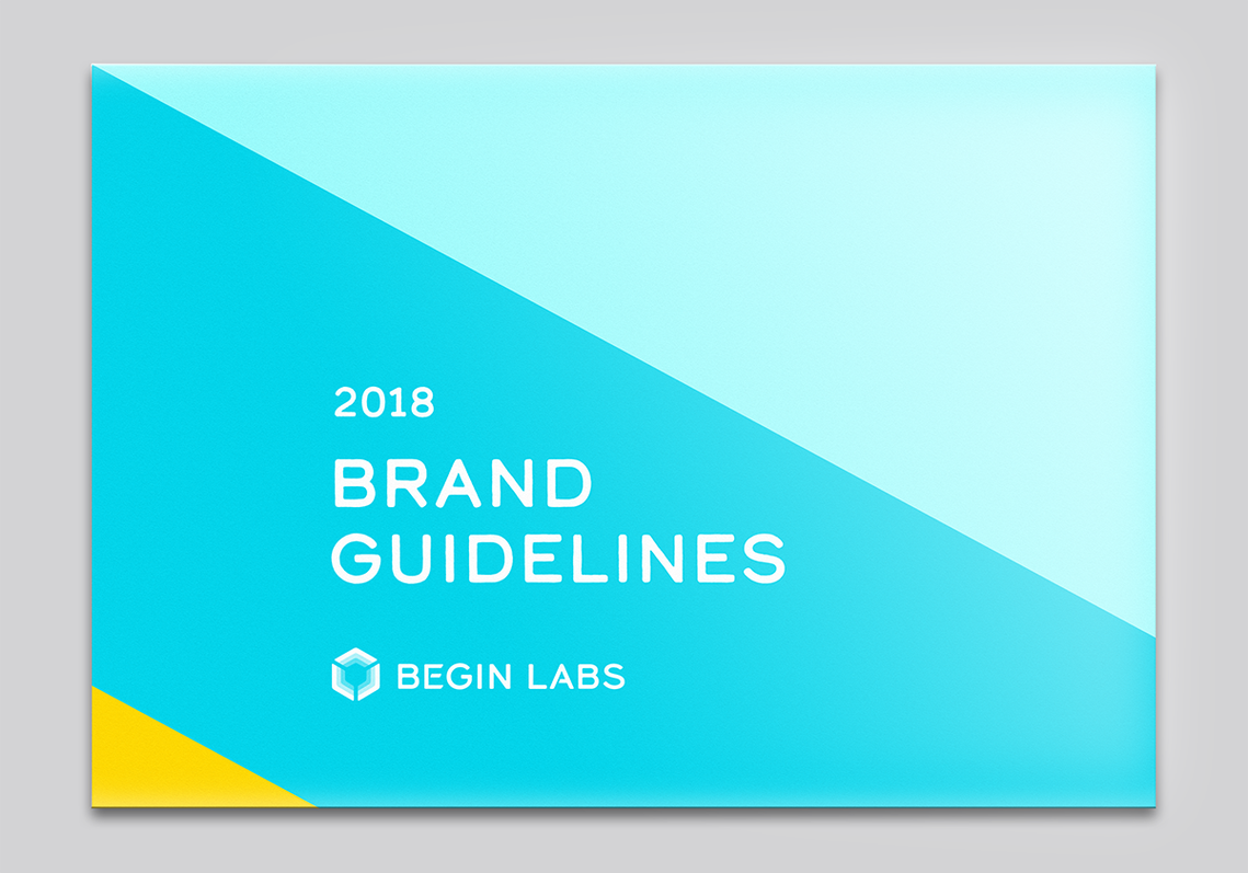 Cover of the Begin Labs brand identity guidelines booklet.