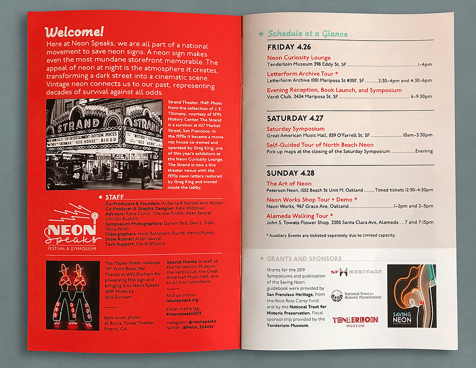 Interior spread from the Neon Speaks festival program.