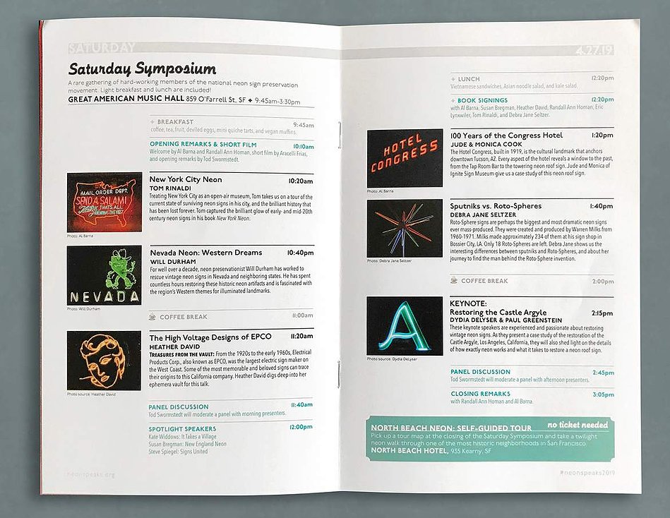 Interior spread from the Neon Speaks festival program.