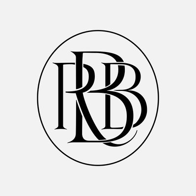 Richard Bishop Bookseller's RBB monogram logo design contained in an oval.