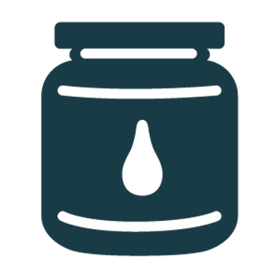 jar with an oil drop symbol