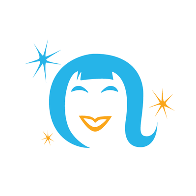 female smiling face with sparkles