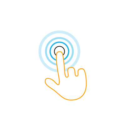 hand with a finder pressing a button