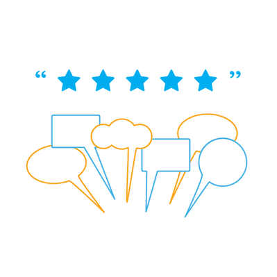 Five stars and speech bubbles