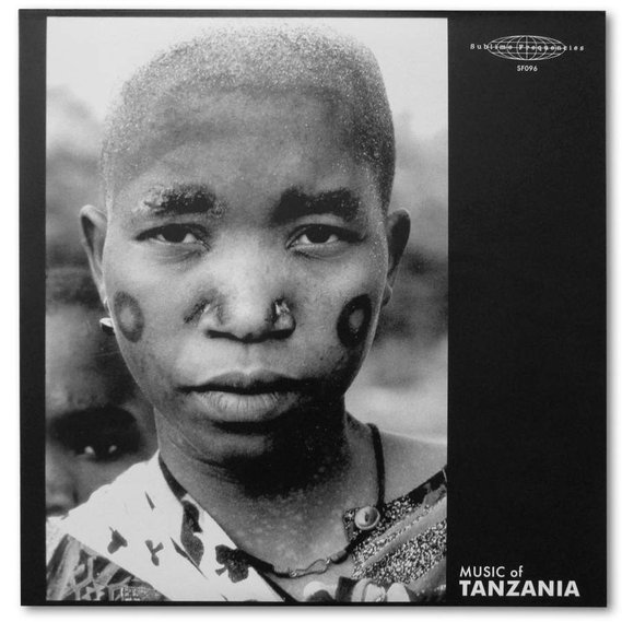 Album cover art for Music of Tanzania, featuring a black and white portrait of an indigenous Tanzanian woman.