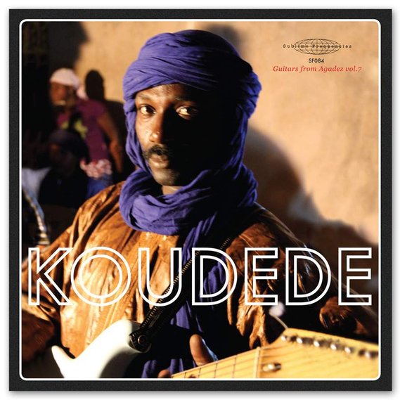 Nigerian guitarist Koudede on the album cover of Guitars from Agadez Vol. 7 on Sublime Frequencies.
