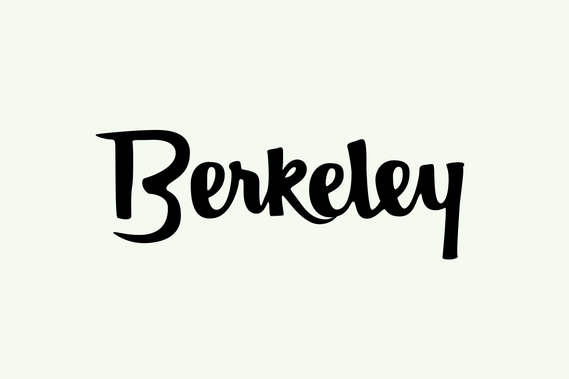 The city name “Berkeley” hand lettered with a brush in black ink in a heavy upright script.