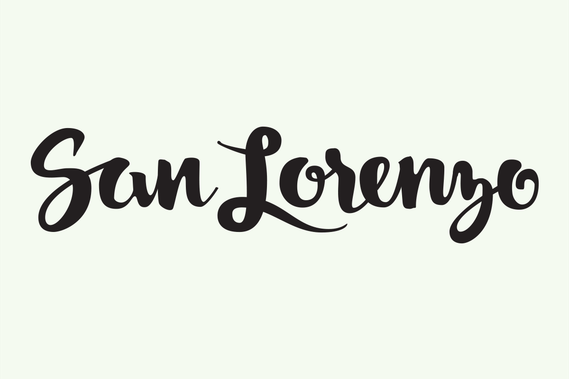 The city name “San Lorenzo” hand lettered with a brush in black ink in a heavy upright script.