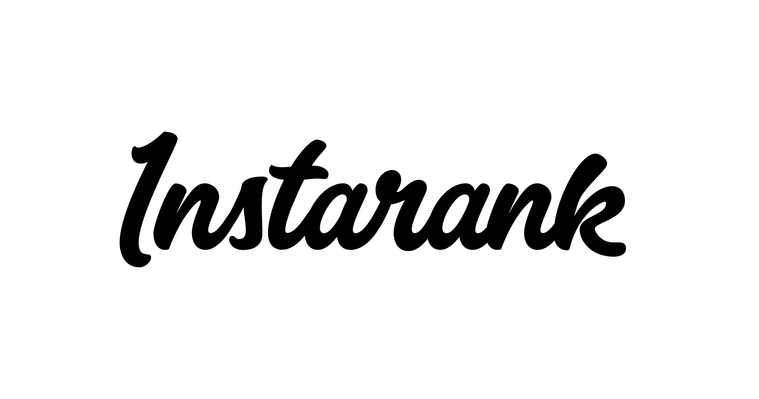 Instarank wordmark logo in a customized thick brush script type, in black on a white background.